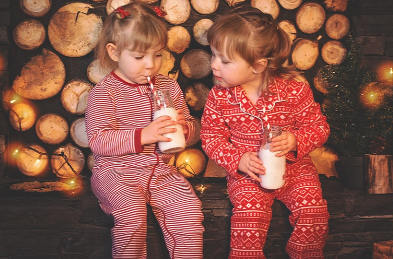 kids on christmas pajamas